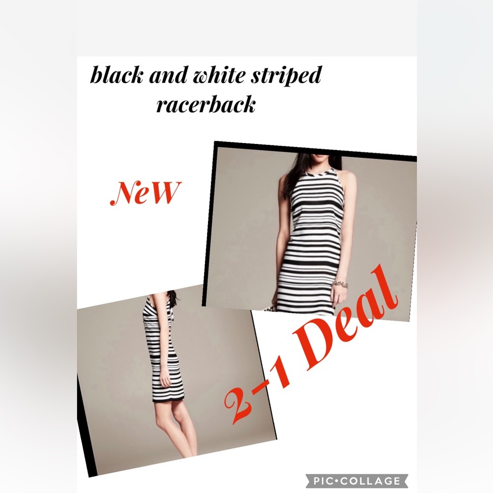 NEW Banana republic black and white striped racerback + BR free hanger